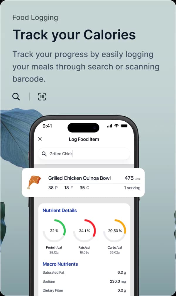 MyFitnessCoach food logging app to track calories and meals